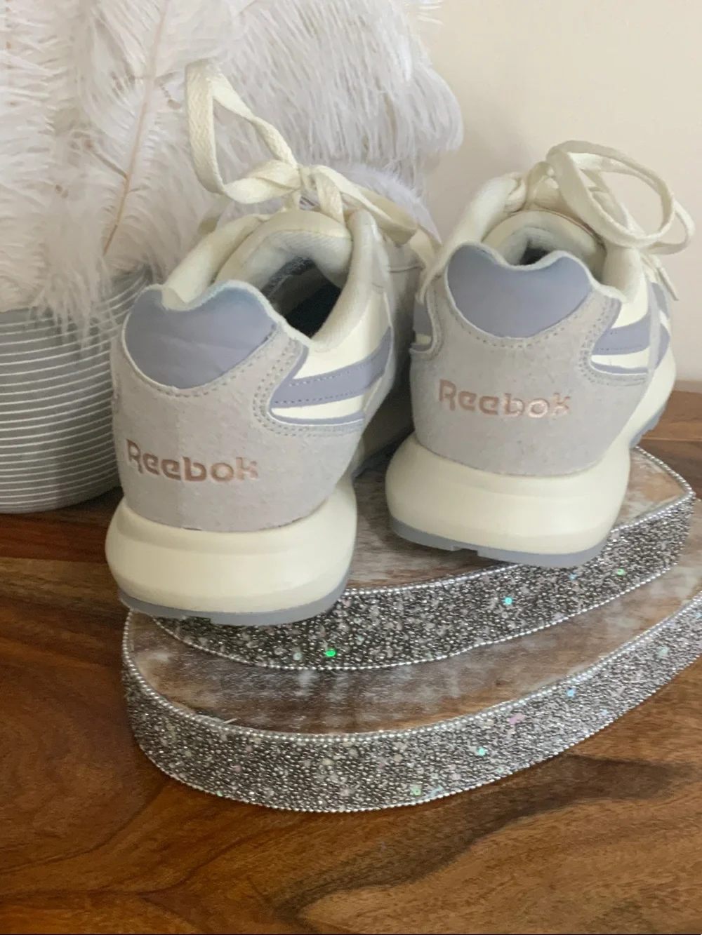 Reebok Women's Cream and Light Gray Retro Runner Sneakers